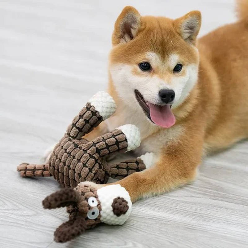 Interactive Plush Dog Toy with Tough Squeaker for Fun