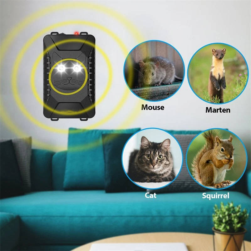 Smart Rodent Deterrent System with Ultrasonic Sound & LED Lights - 2 Pack