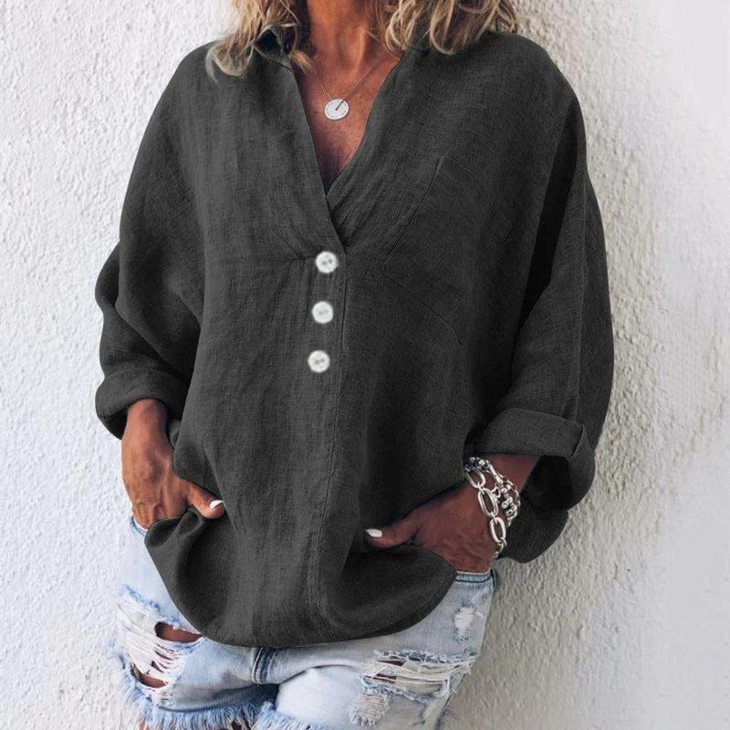 Effortless Elegance: Women's Airy Blouse with Convertible Sleeves