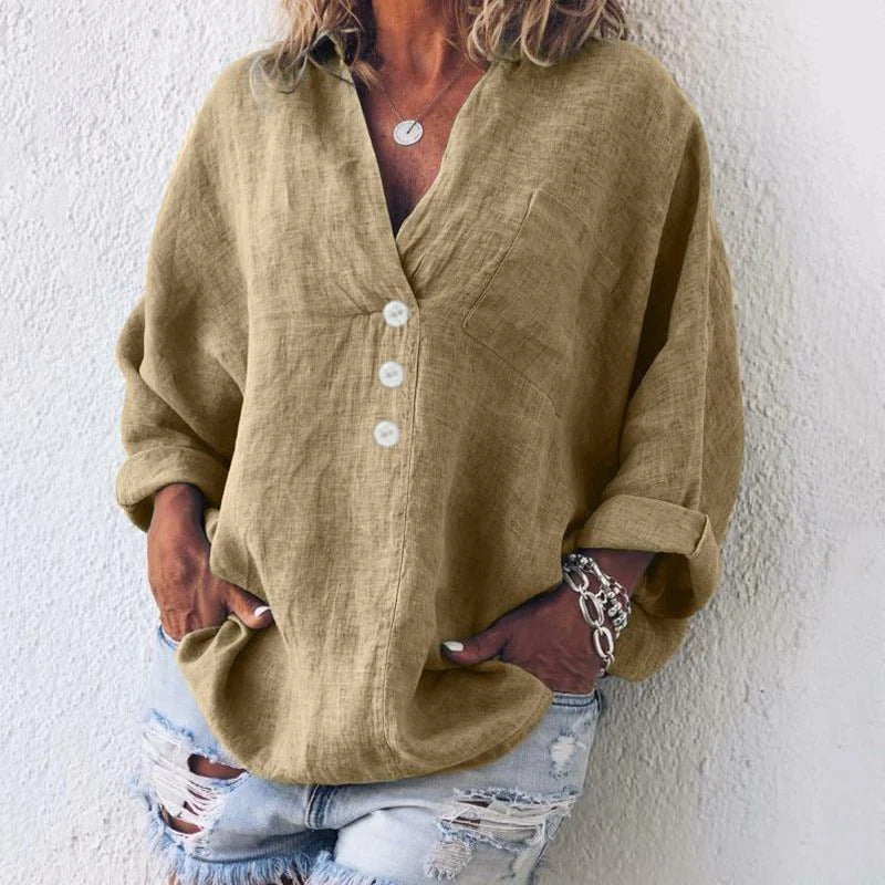 Effortless Elegance: Women's Airy Blouse with Convertible Sleeves