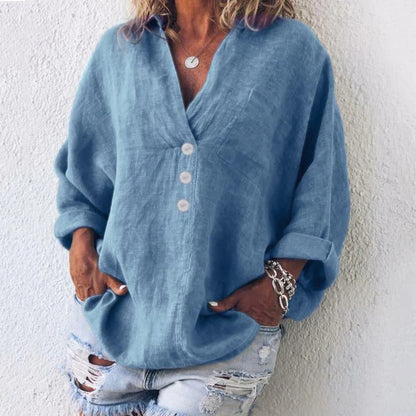 Effortless Elegance: Women's Airy Blouse with Convertible Sleeves