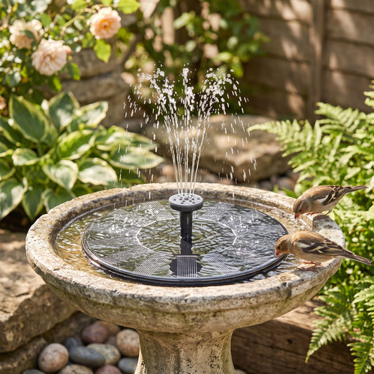 Solar-Powered Floating Fountain for Birdbaths and Ponds
