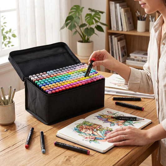 Versatile Dual-Tip Alcohol Markers Set with 168 Vibrant Shades