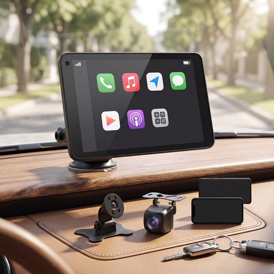 7-Inch Wireless Dashboard Display with Rearview Camera and Voice Control