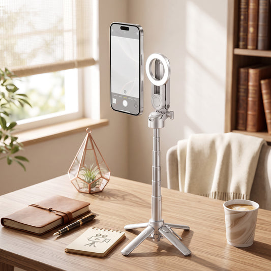 Versatile Selfie Stick with Magnetic Phone Holder & Remote Control