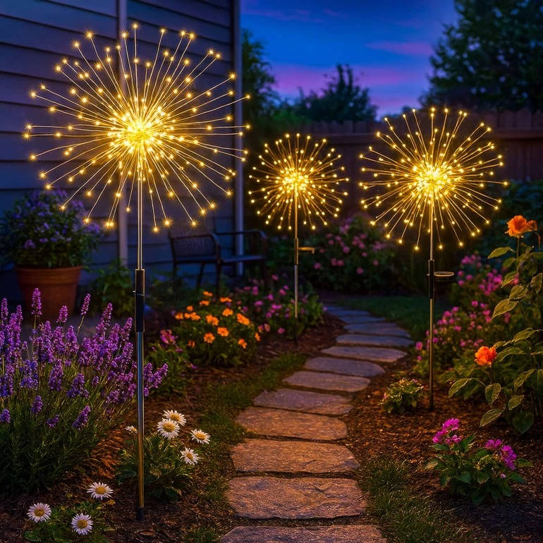 Solar-Powered Dazzle Lights with Adjustable Copper Wiring