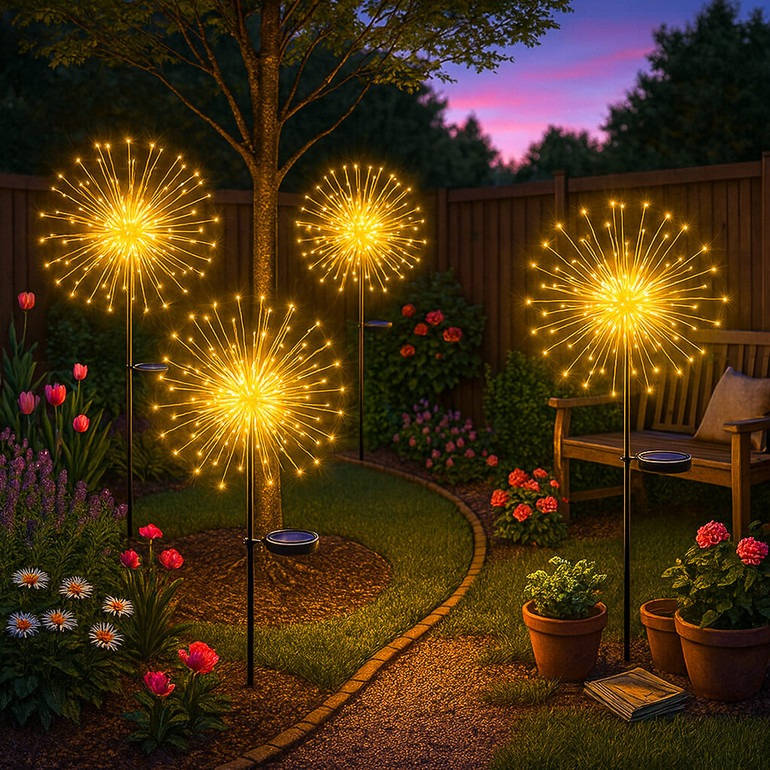 Solar-Powered Dazzle Lights with Adjustable Copper Wiring