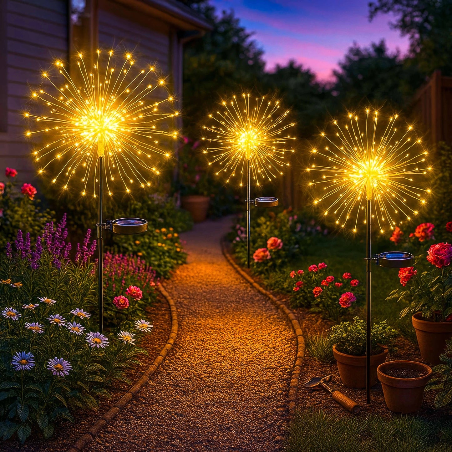 Solar-Powered Dazzle Lights with Adjustable Copper Wiring