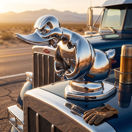 Bold Chrome Duck Emblem for Radiators with Easy Mounting Pins