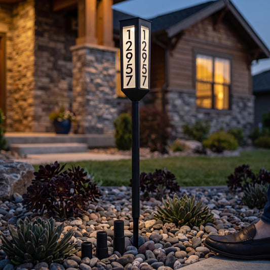Solar-Powered Address Marker with Adjustable Height Options