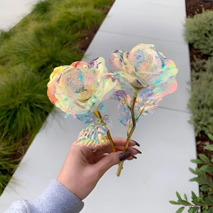 Eternal Bloom: Iridescent Rose with Handcrafted Petals