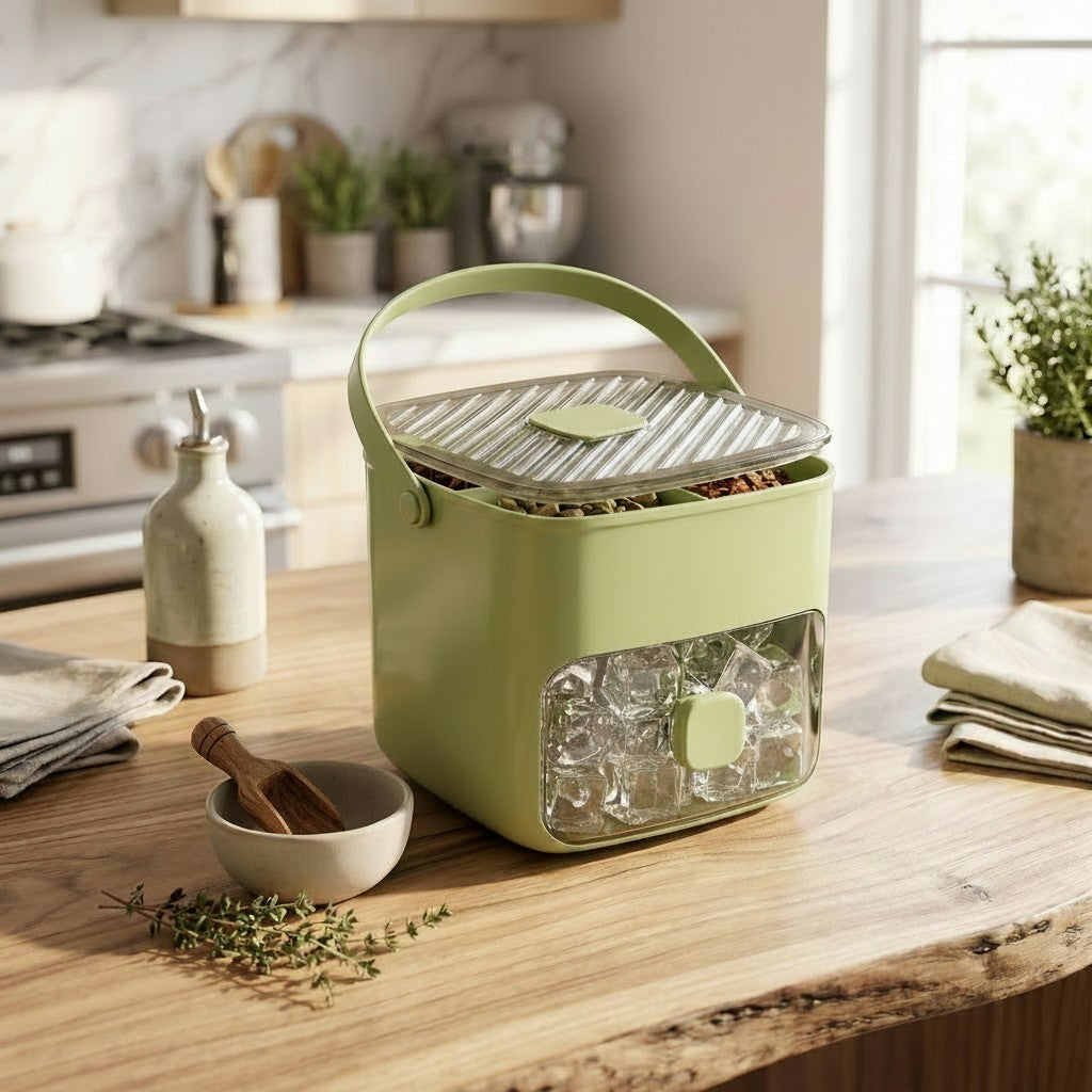 Effortless Ice Maker with Dual Trays and Secure Storage, 48 Cubes