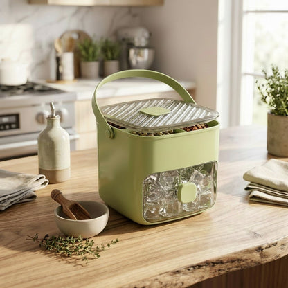 Effortless Ice Maker with Dual Trays and Secure Storage, 48 Cubes