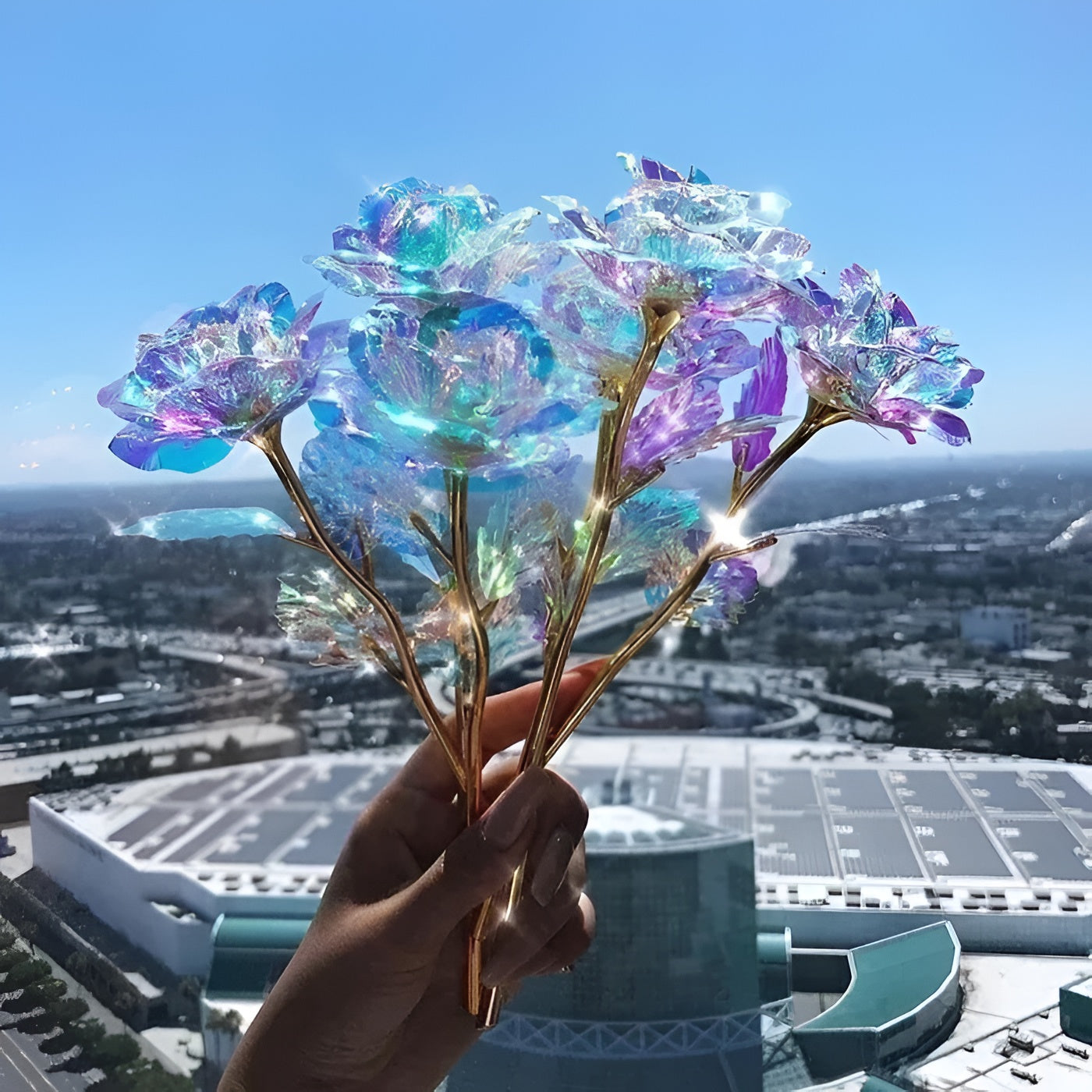 Eternal Bloom: Iridescent Rose with Handcrafted Petals