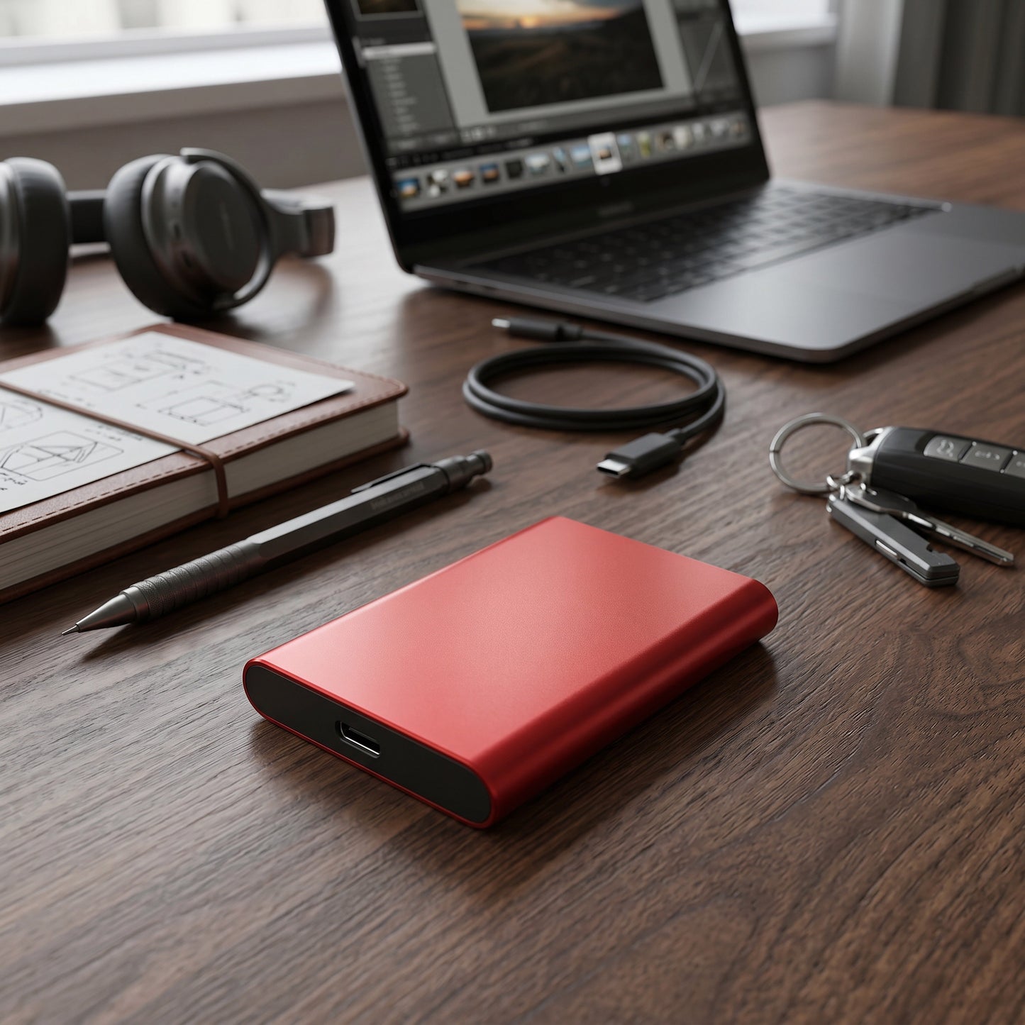 Compact Portable SSD with Universal Connection & Multi-Device Compatibility