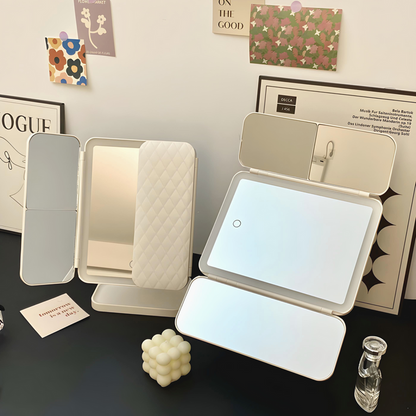 Tri-Fold LED Vanity Mirror with Adjustable Magnification