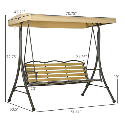 Comfortable Outdoor Swing for Three with Adjustable Canopy