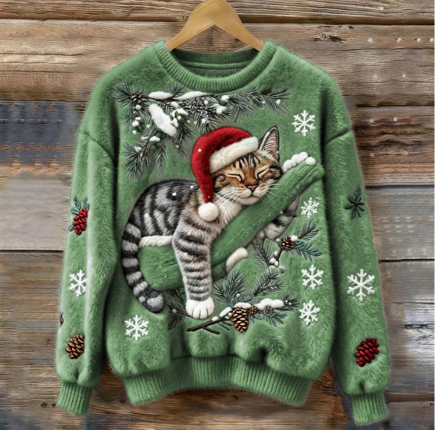 Festive Feline Pullover: Cozy Winter Sweater for Cats