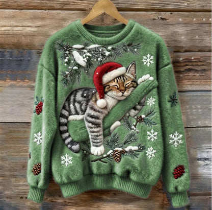 Festive Feline Pullover: Cozy Winter Sweater for Cats