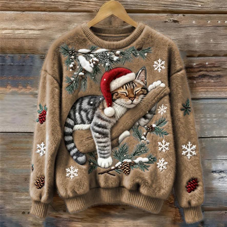 Festive Feline Pullover: Cozy Winter Sweater for Cats