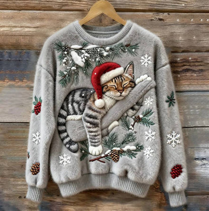 Festive Feline Pullover: Cozy Winter Sweater for Cats