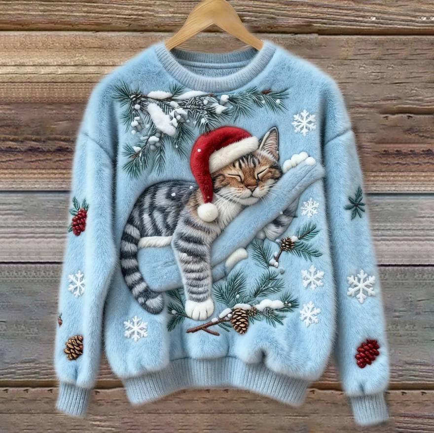 Festive Feline Pullover: Cozy Winter Sweater for Cats