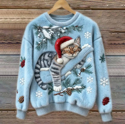 Festive Feline Pullover: Cozy Winter Sweater for Cats