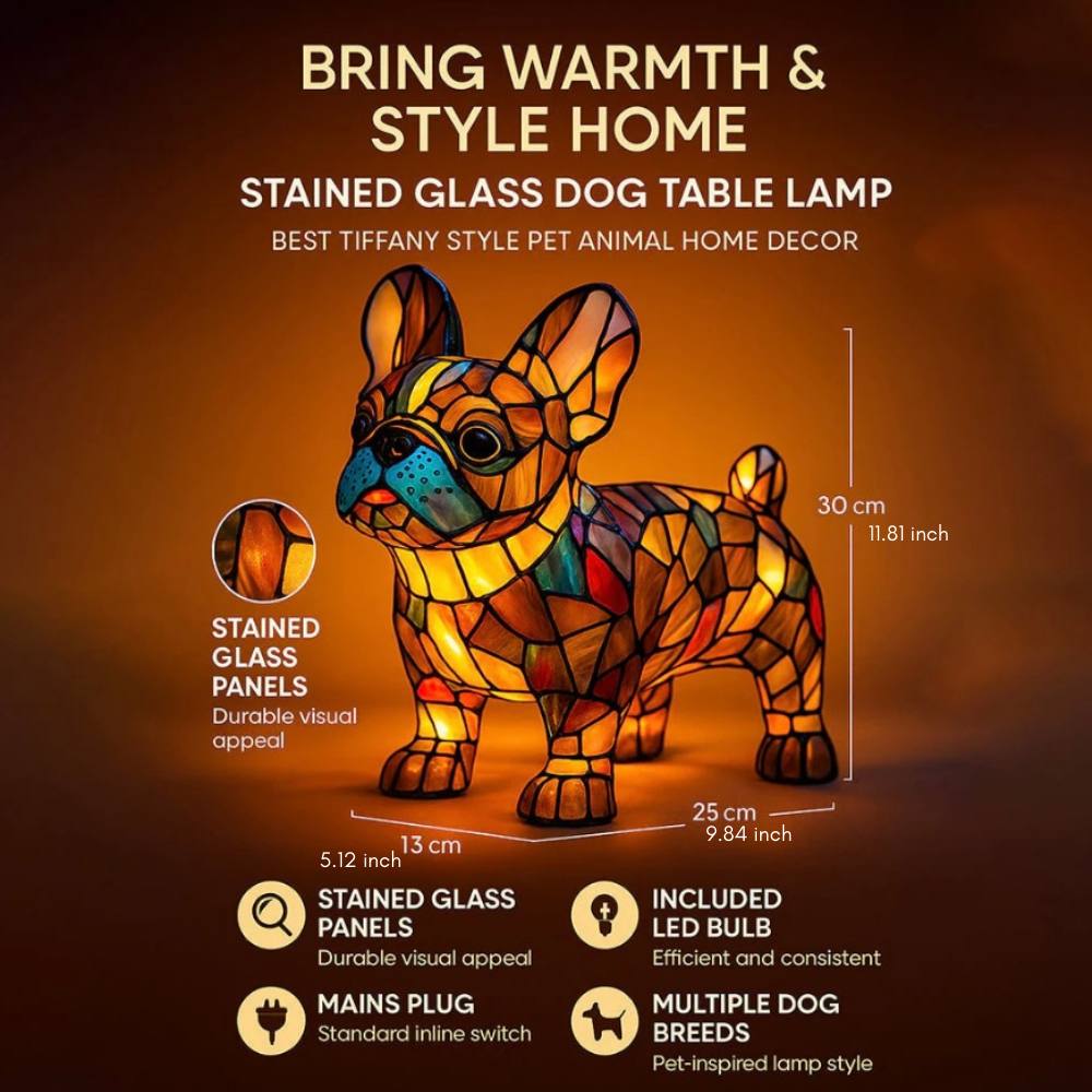 Charming Canine Glass Table Lamp with Vibrant Illumination
