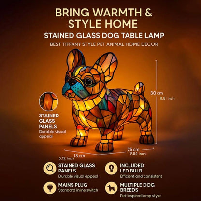 Charming Canine Glass Table Lamp with Vibrant Illumination