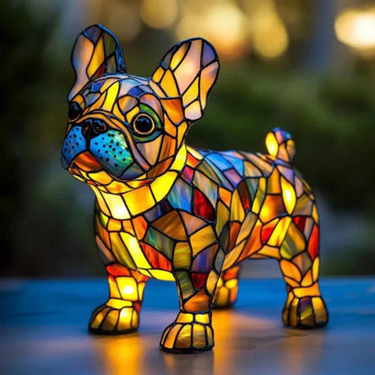 Charming Canine Glass Table Lamp with Vibrant Illumination