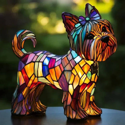 Charming Canine Glass Table Lamp with Vibrant Illumination