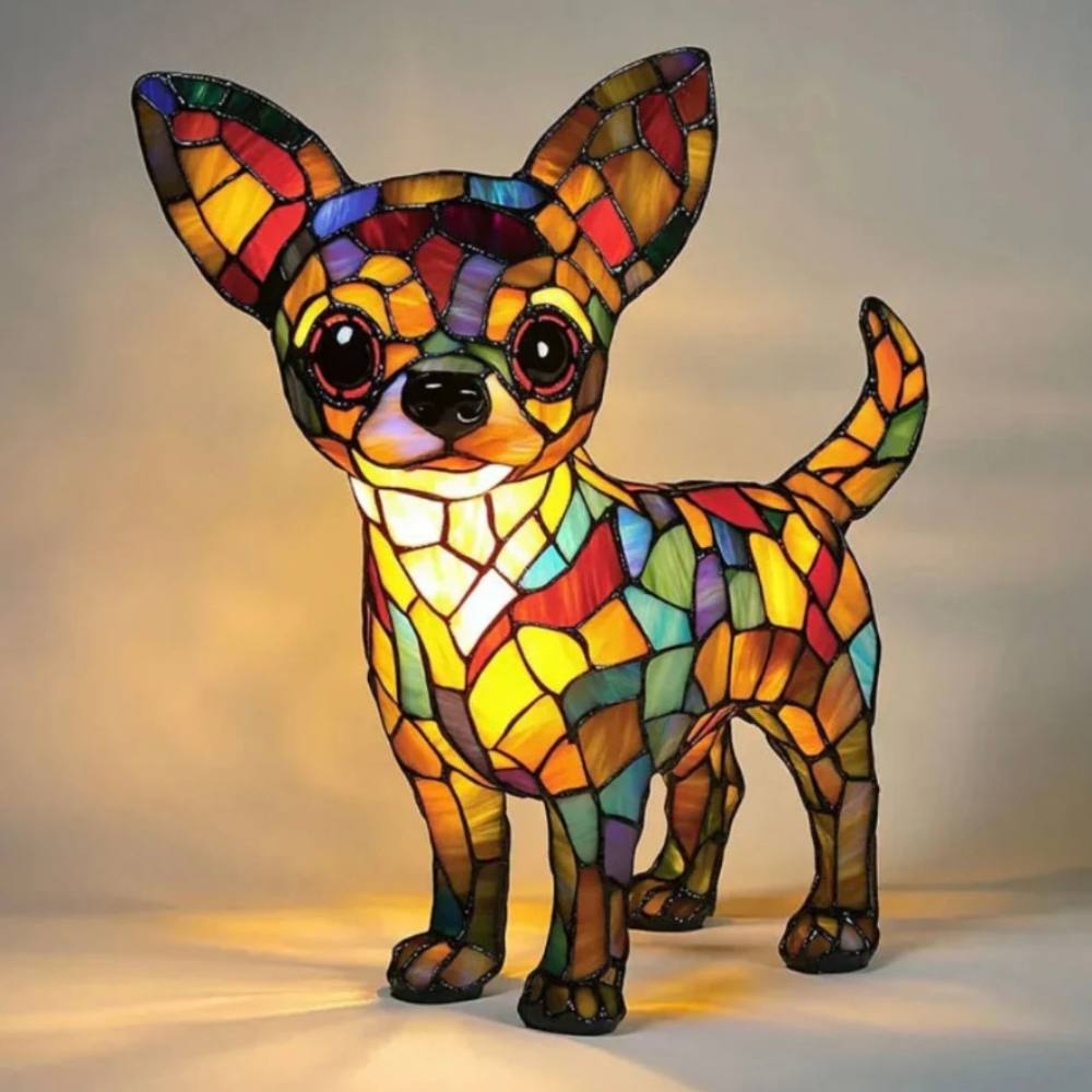 Charming Canine Glass Table Lamp with Vibrant Illumination
