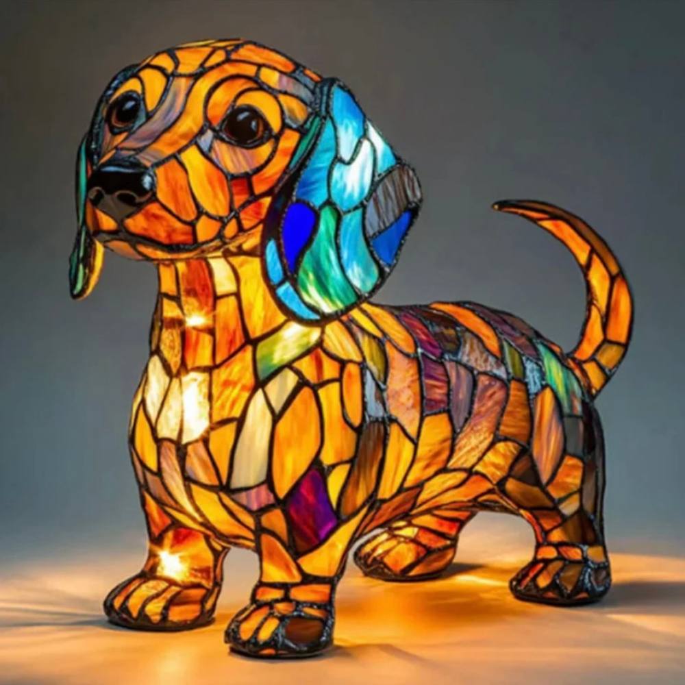 Charming Canine Glass Table Lamp with Vibrant Illumination