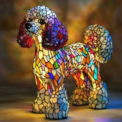 Charming Canine Glass Table Lamp with Vibrant Illumination