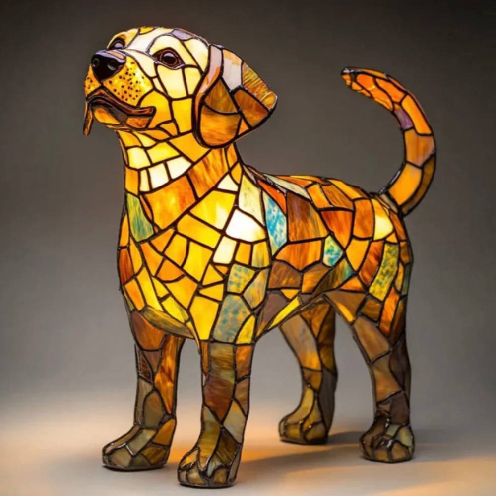 Charming Canine Glass Table Lamp with Vibrant Illumination