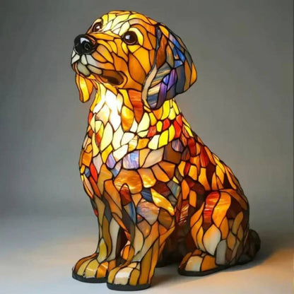 Charming Canine Glass Table Lamp with Vibrant Illumination