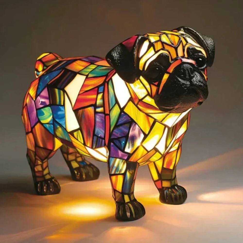 Charming Canine Glass Table Lamp with Vibrant Illumination