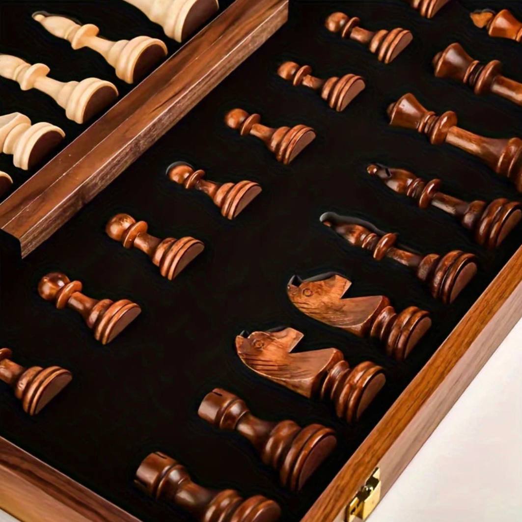 Elegant Walnut Chess Set with Premium Handcrafted Pieces
