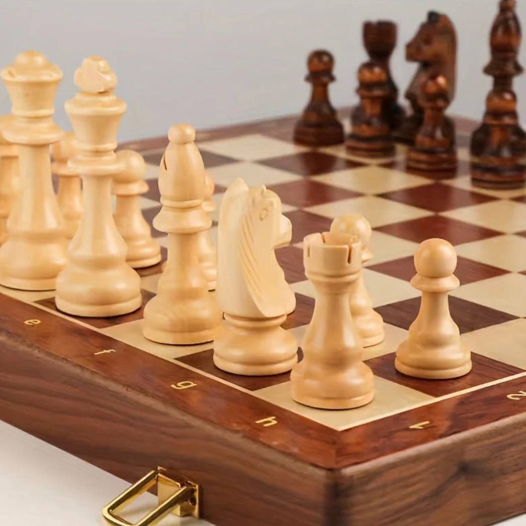 Elegant Walnut Chess Set with Premium Handcrafted Pieces