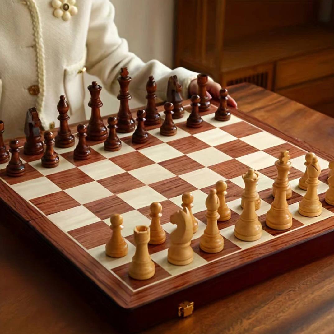 Elegant Walnut Chess Set with Premium Handcrafted Pieces