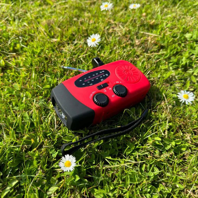 Portable Emergency Radio with Flashlight and Battery Backup