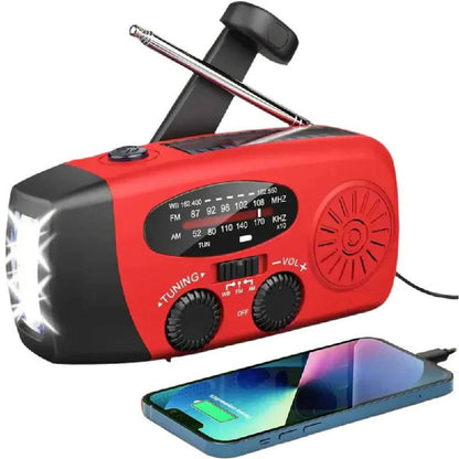 Portable Emergency Radio with Flashlight and Battery Backup