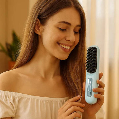 Ceramic Glide Hair Straightener Brush for Effortless Styling
