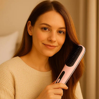 Ceramic Glide Hair Straightener Brush for Effortless Styling