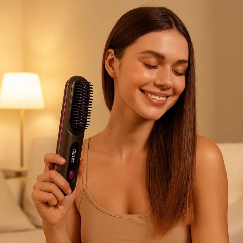 Ceramic Glide Hair Straightener Brush for Effortless Styling