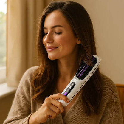 Ceramic Glide Hair Straightener Brush for Effortless Styling