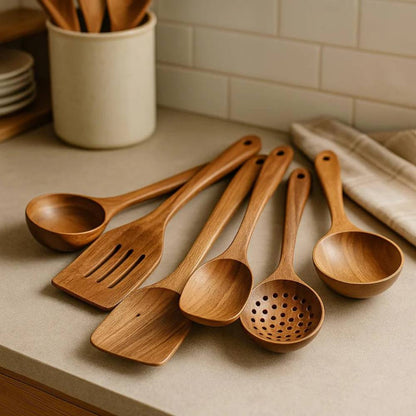 Elegant Acacia Utensil Collection for Effortless Cooking