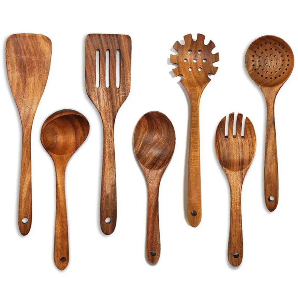 Elegant Acacia Utensil Collection for Effortless Cooking