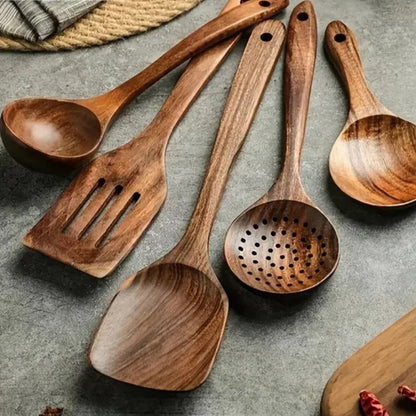 Elegant Acacia Utensil Collection for Effortless Cooking