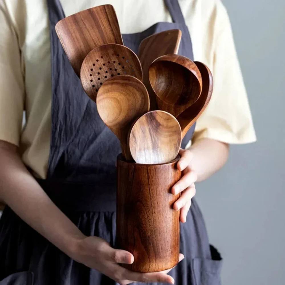 Elegant Acacia Utensil Collection for Effortless Cooking